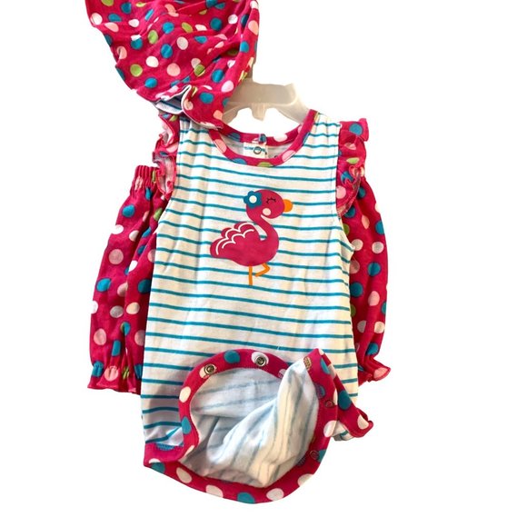 New Gerbers Girls Infant Baby Size 6 9 months 3. piece Set outfit Pink Polka Str - Picture 2 of 5